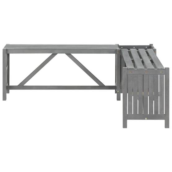 Banc de jardin meuble de patio d'extérieur terrasse d'angle de jardin et jardinière 117 cm bois d'acacia gris - Image 2
