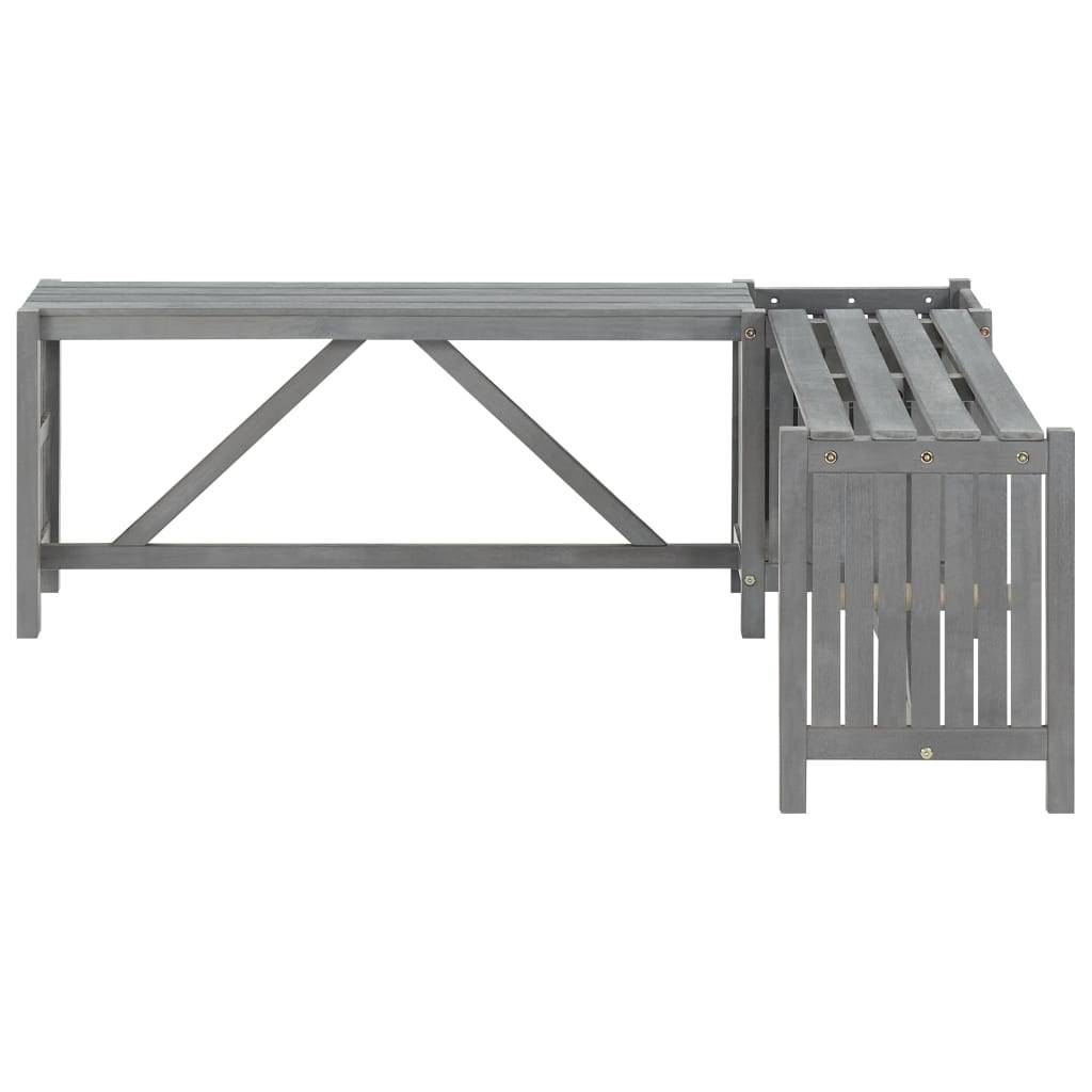 Banc de jardin meuble de patio d'extérieur terrasse d'angle de jardin et jardinière 117 cm bois d'acacia gris - Image 2
