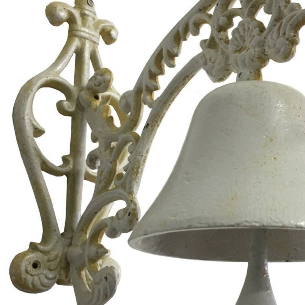Cloche de jardin de porte ancienne en fonte blanche 24 x 26 cm Chemin de campagne - Imagen 3