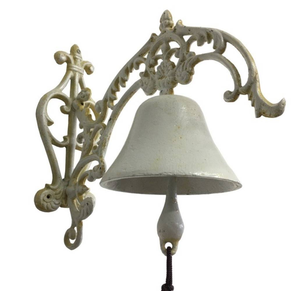 Cloche de jardin de porte ancienne en fonte blanche 24 x 26 cm Chemin de campagne - Imagen 2