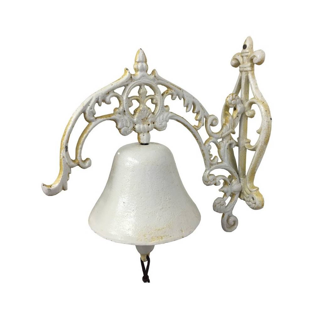 Cloche de jardin de porte ancienne en fonte blanche 24 x 26 cm Chemin de campagne - Imagen 1