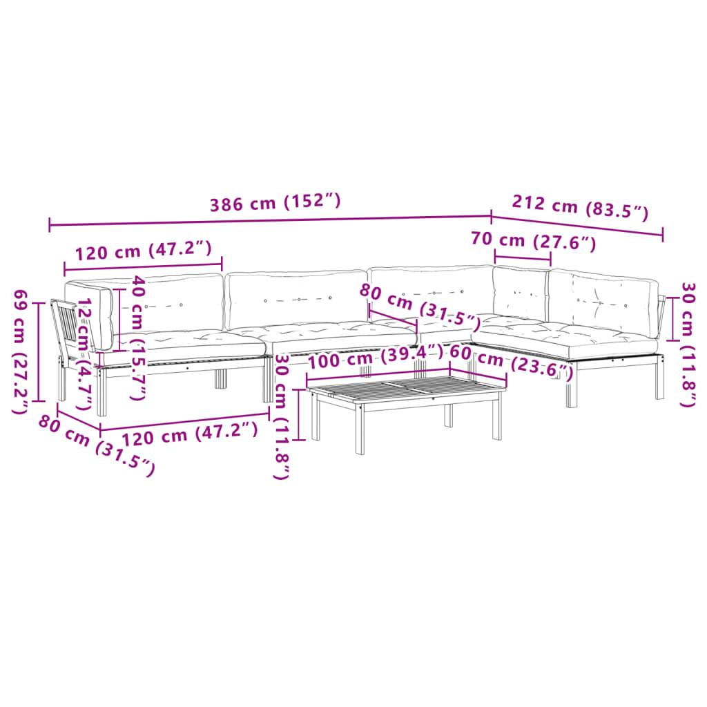 Mobilier de Jardin Palette 5p Bois d'Acacia à Lattes Coussins Déperlants pour Extérieur Brun Anthracite – ComfortXL Outdoor Living - Image 6