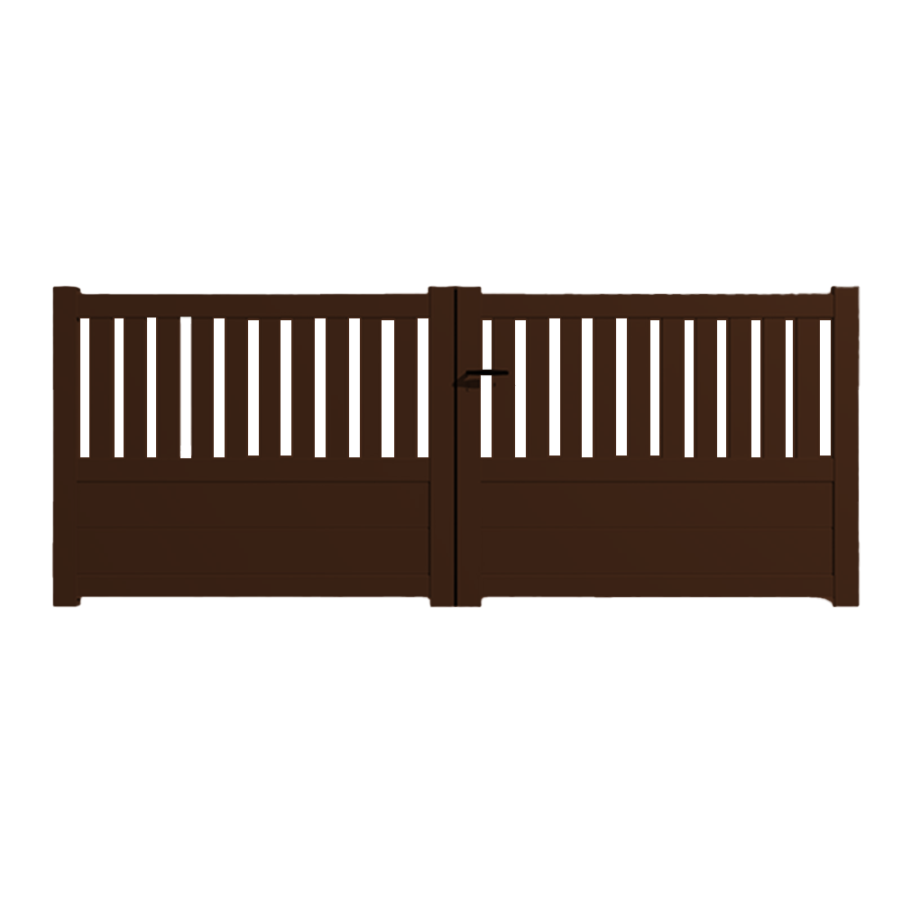 Portail alu battant semi-ajouré en kit dim. L.3500 (entre piliers) X H.1300 mm  Marron (RAL 1247)