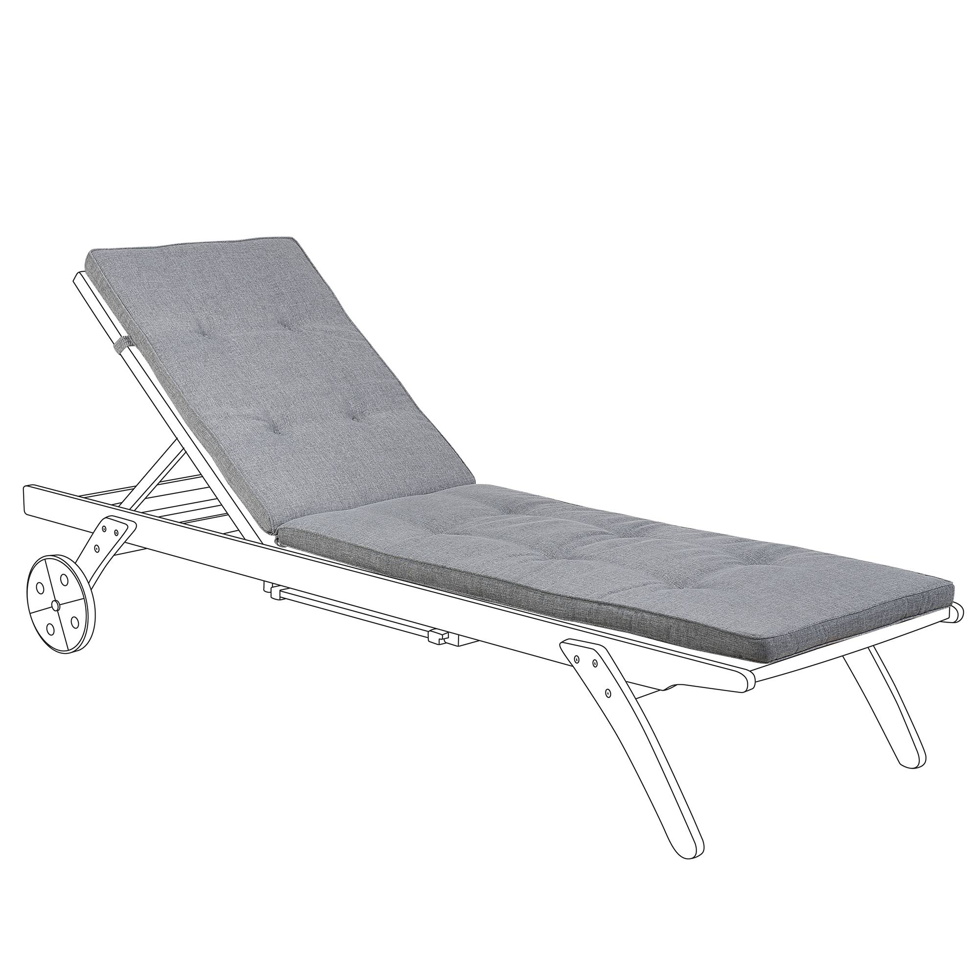 Beliani - Coussin Moelleux pour Chaise Longue Transat de Jardin 192 x 56 x 5 cm en Tissu Imperméabe anti-UV Gris Idéal pour Bain de Soleil Beliani - Imagen 1