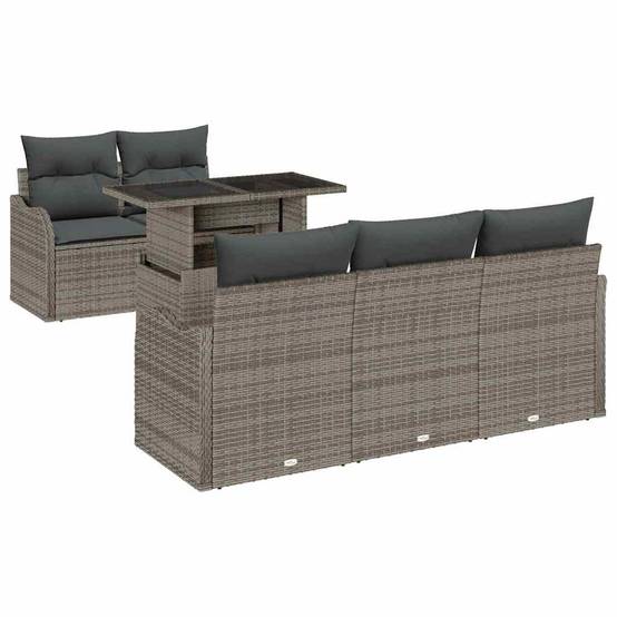 Salon Bas Jardin 6 Pièces en Résine Grise – Set Détente Modulable avec Coussins Confortables – ComfortXL Outdoor Living - Image 2
