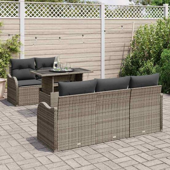 Salon Bas Jardin 6 Pièces en Résine Grise – Set Détente Modulable avec Coussins Confortables – ComfortXL Outdoor Living - Image 3