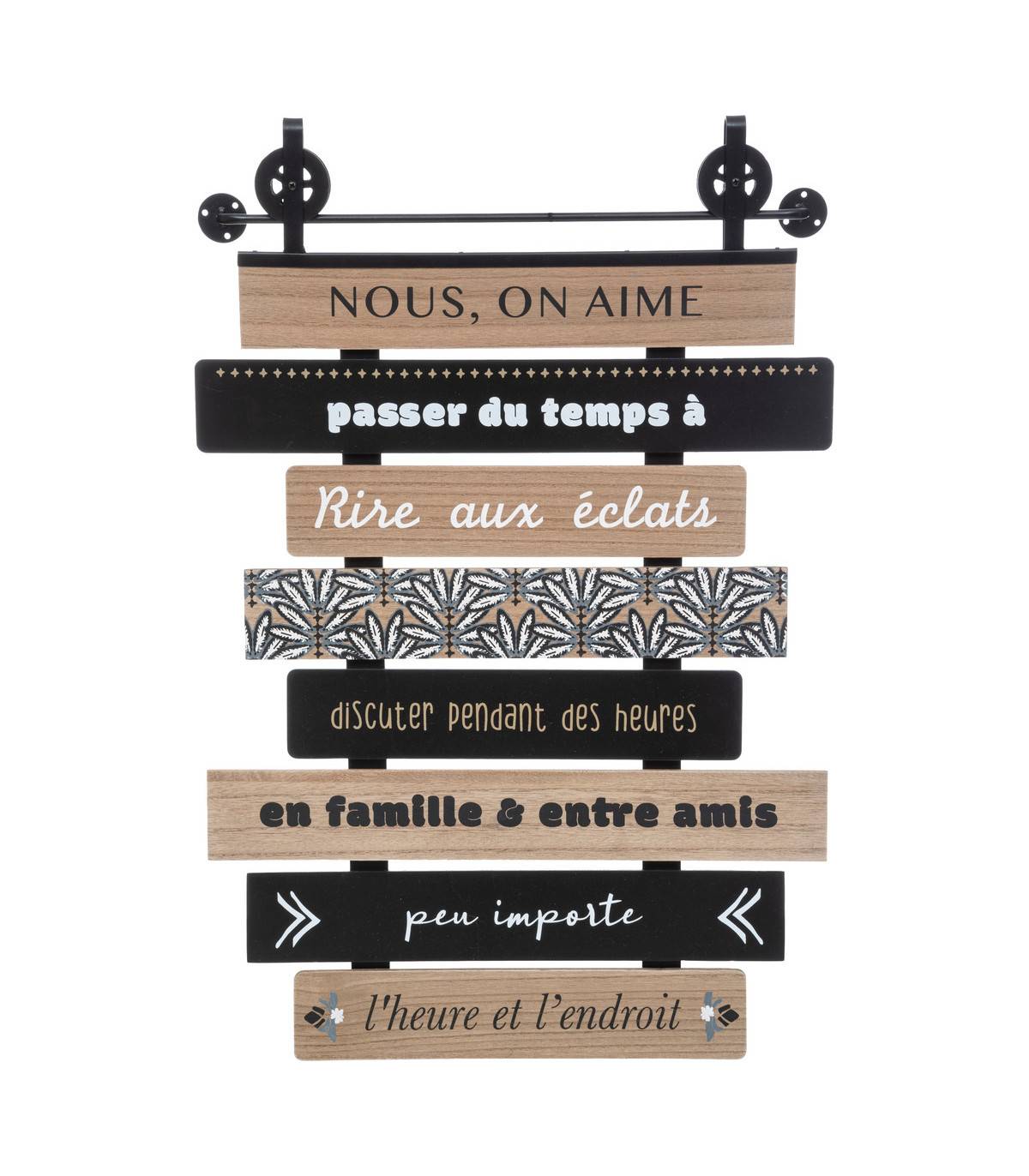 Déco murale Pancarte Message en bois et métal noir 48 x 72 cm - Image 1