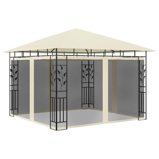 Tonnelle Aluminium Crème avec Moustiquaire et LED 3 x 3 x 2.73 m - PANGIVO - Image 3