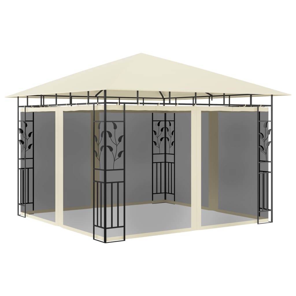 Tonnelle Aluminium Crème avec Moustiquaire et LED 3 x 3 x 2.73 m - PANGIVO - Image 3