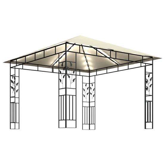 Tonnelle Aluminium Crème avec Moustiquaire et LED 3 x 3 x 2.73 m - PANGIVO - Image 4