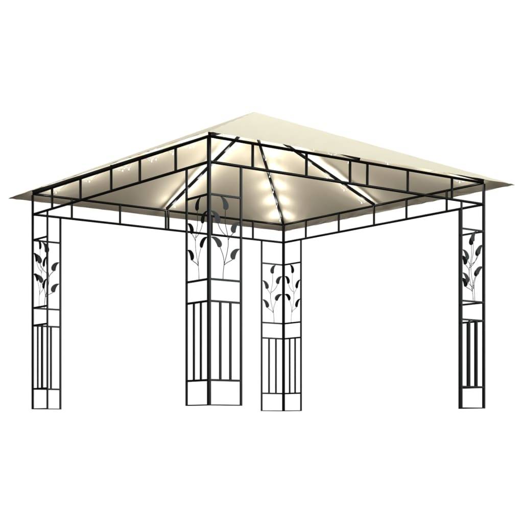 Tonnelle Aluminium Crème avec Moustiquaire et LED 3 x 3 x 2.73 m - PANGIVO - Image 4