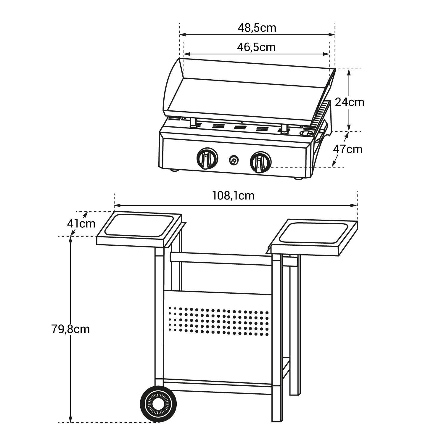 Plancha au gaz MALA - 2 brûleurs 5kW + chariot - HAPPY GARDEN - Imagen 4