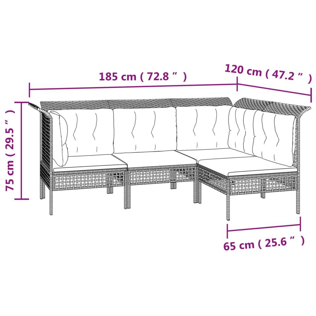 Helloshop26 - Salon de jardin meuble d'extérieur ensemble de mobilier 7 pièces avec coussins gris résine tressée - Imagen 5