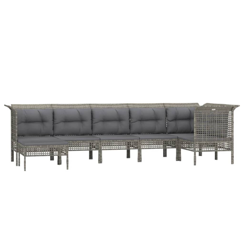 Helloshop26 - Salon de jardin meuble d'extérieur ensemble de mobilier 7 pièces avec coussins gris résine tressée - Imagen 1