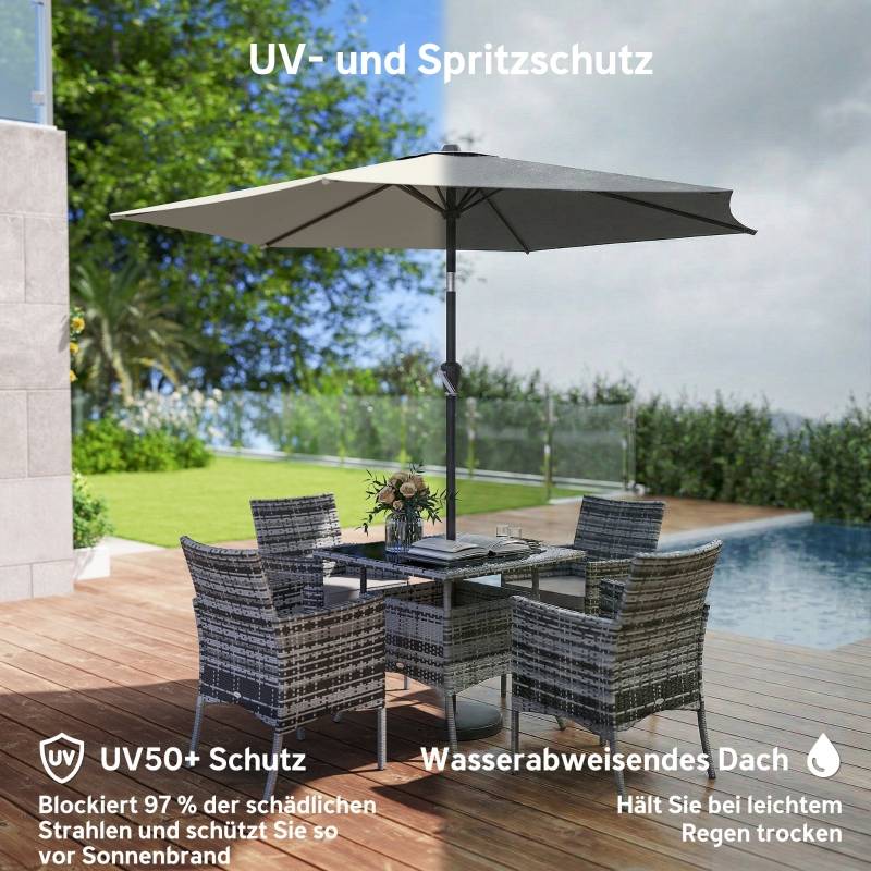 Parasol Droit Jardin Balcon Métal Polyester Inclinable Manivelle Ø270cm Gris Foncé - ComfortXL Outdoor Living - Image 5