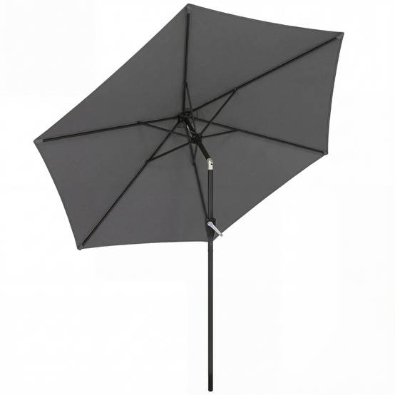 Parasol Droit Jardin Balcon Métal Polyester Inclinable Manivelle Ø270cm Gris Foncé - ComfortXL Outdoor Living - Image 2