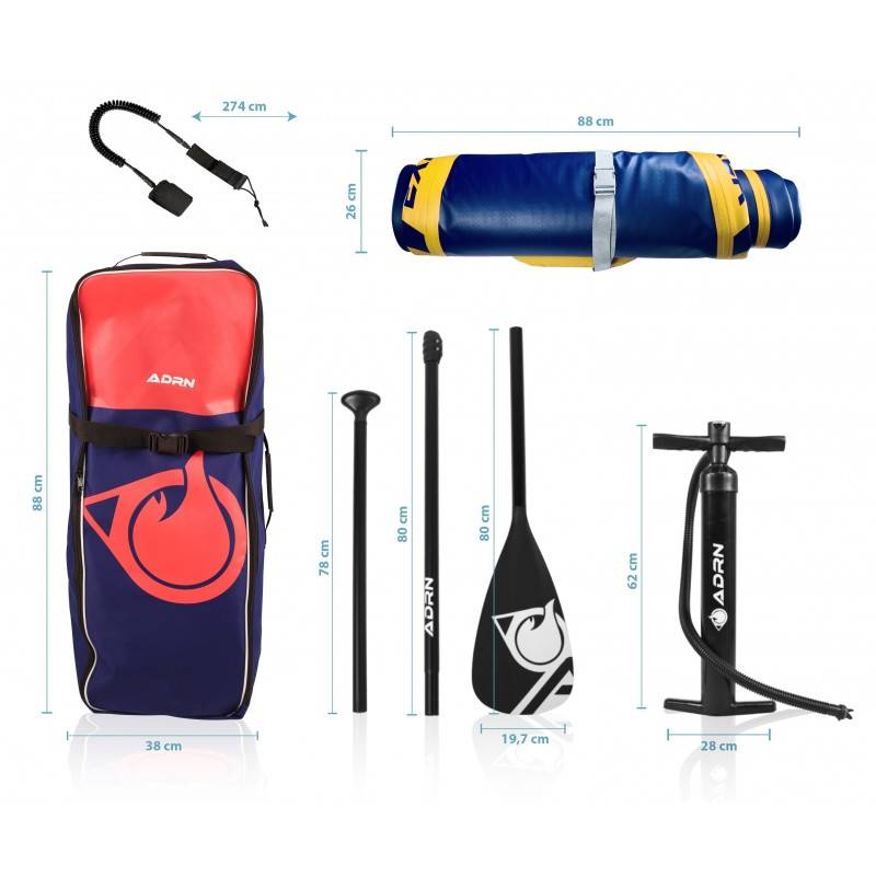 Paddle Gonflable PLAYER 9'8 32'' 5'' (299x81x12,7cm) avec Pompe, Pagaie, Leash et Sac de transport ADRN - Image 4