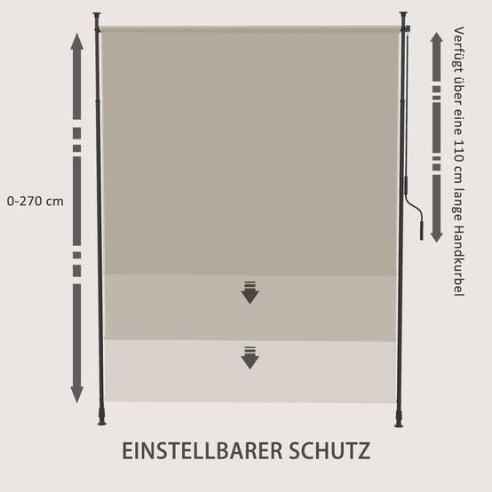 Auvent vertical rétractable 200 x 292 cm en aluminium sable, pare-soleil et pare-vent réglable - Image 5