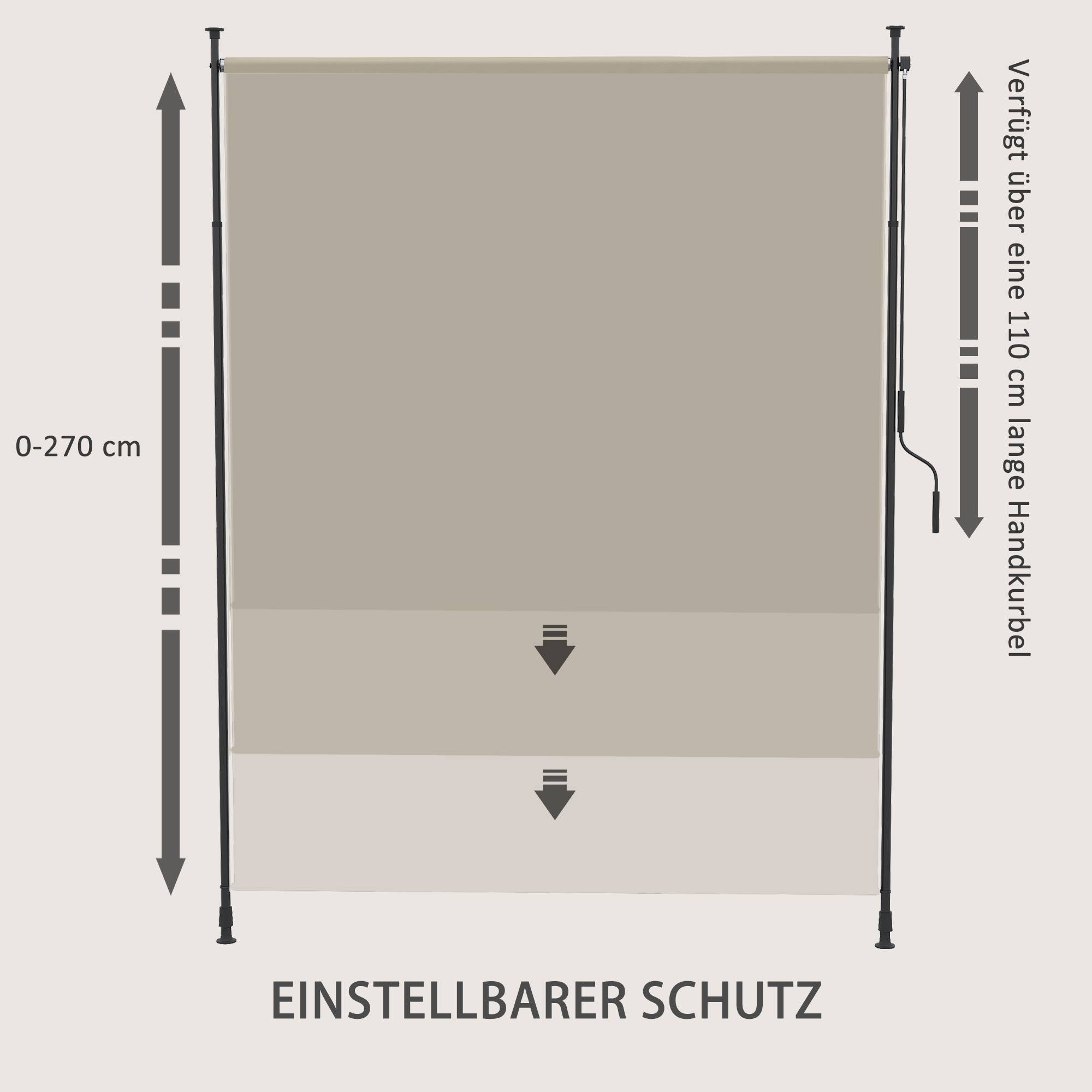 Auvent vertical rétractable 200 x 292 cm en aluminium sable, pare-soleil et pare-vent réglable - Image 5