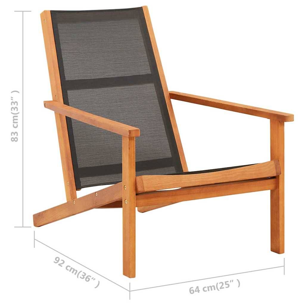 Vidaxl - Chaise de jardin Noir Bois d'eucalyptus solide et textilène vidaXL 48699 - Image 7