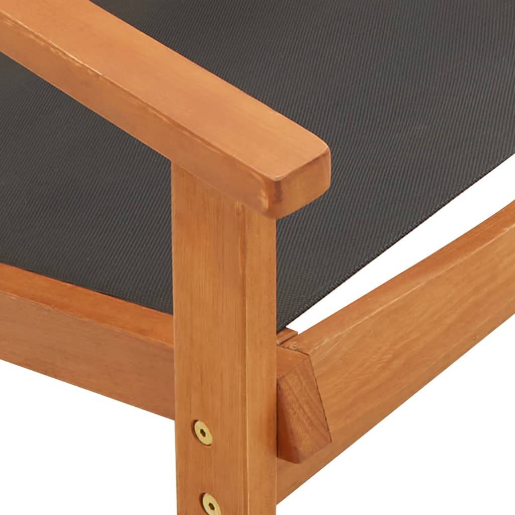 Vidaxl - Chaise de jardin Noir Bois d'eucalyptus solide et textilène vidaXL 48699 - Image 4