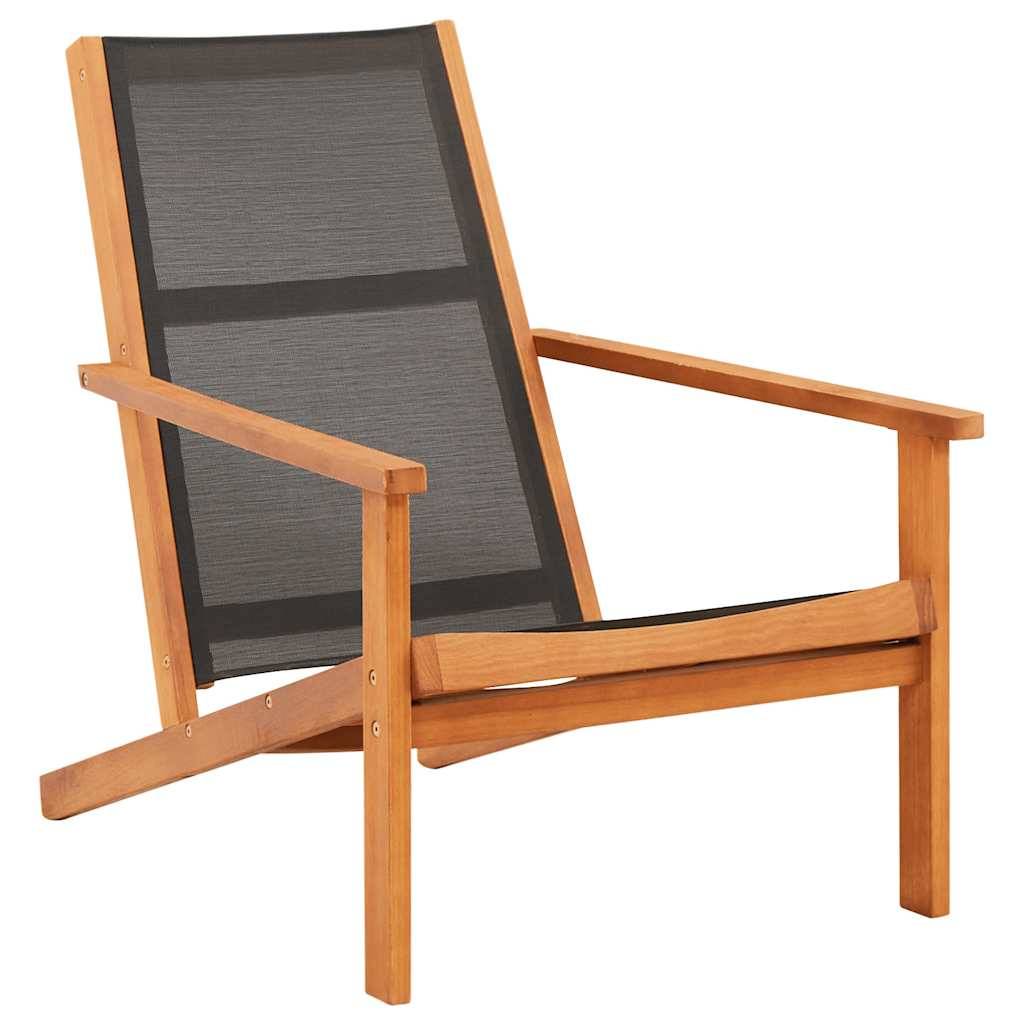 Vidaxl - Chaise de jardin Noir Bois d'eucalyptus solide et textilène vidaXL 48699