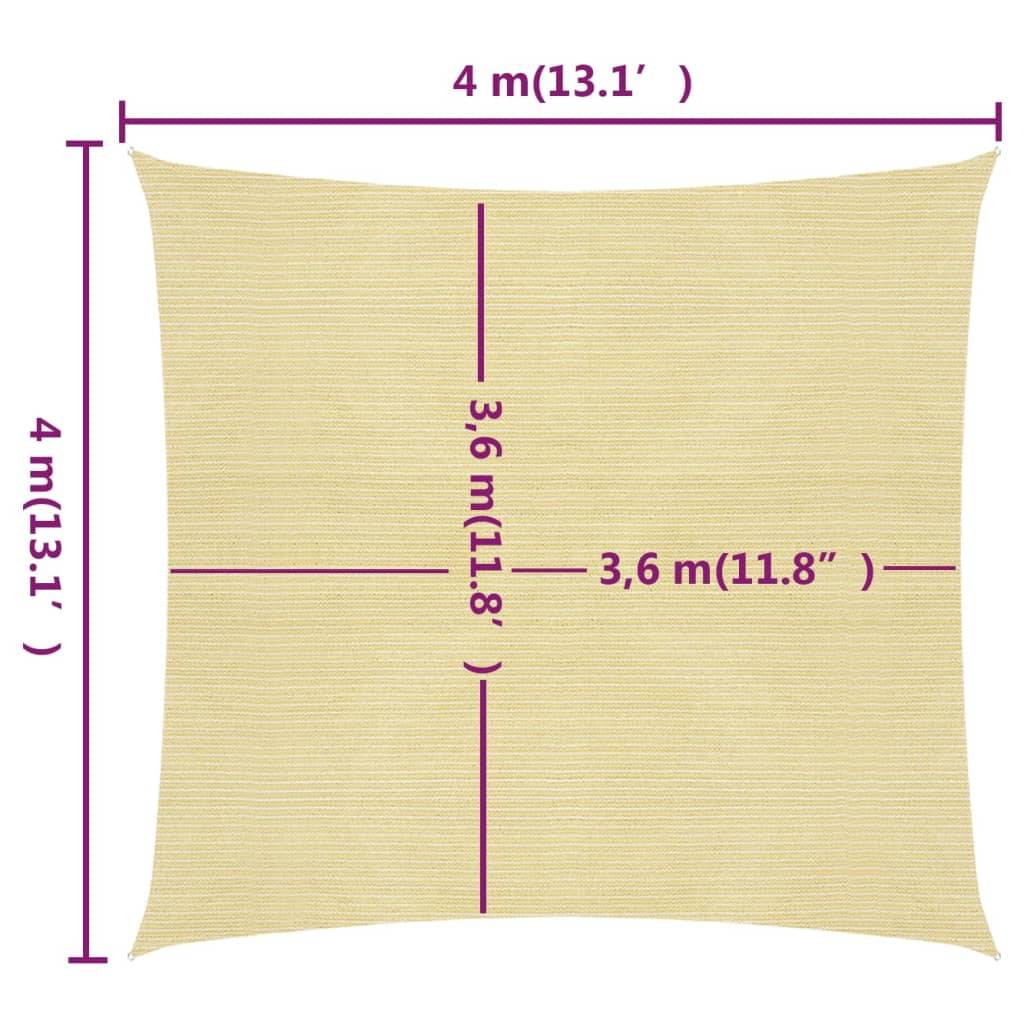 Helloshop26 - Voile toile d'ombrage parasol 160 g/m² PEHD 4 x 4 m beige - Imagen 5
