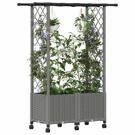 ComfortXL - Bac potager avec treillis toit PP jardin support plantes 124cm gris - ComfortXL Outdoor Living - Image 3