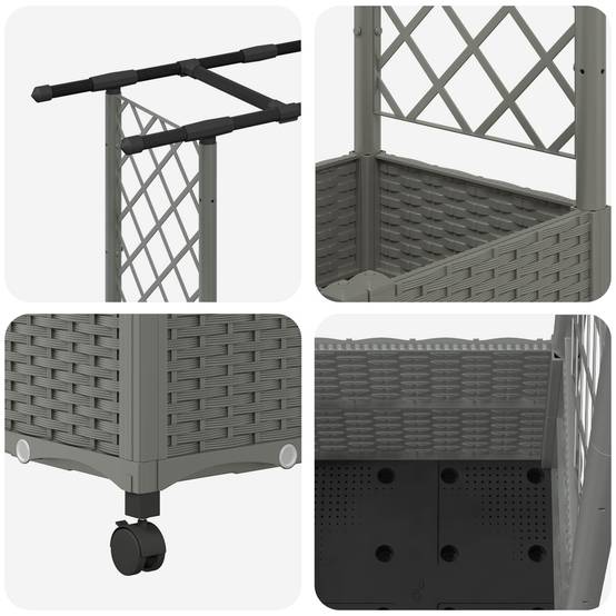 ComfortXL - Bac potager avec treillis toit PP jardin support plantes 124cm gris - ComfortXL Outdoor Living - Image 6