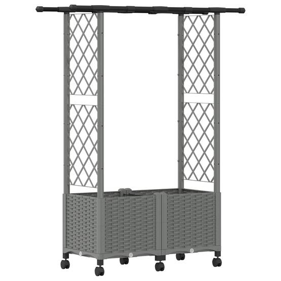 ComfortXL - Bac potager avec treillis toit PP jardin support plantes 124cm gris - ComfortXL Outdoor Living - Image 2