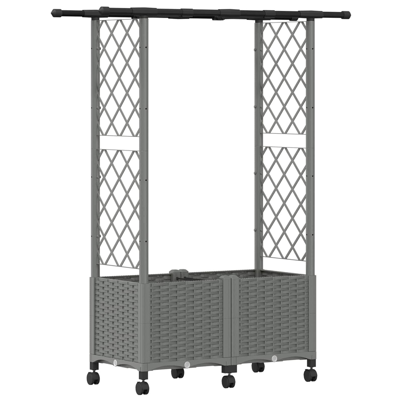 ComfortXL - Bac potager avec treillis toit PP jardin support plantes 124cm gris - ComfortXL Outdoor Living - Image 2