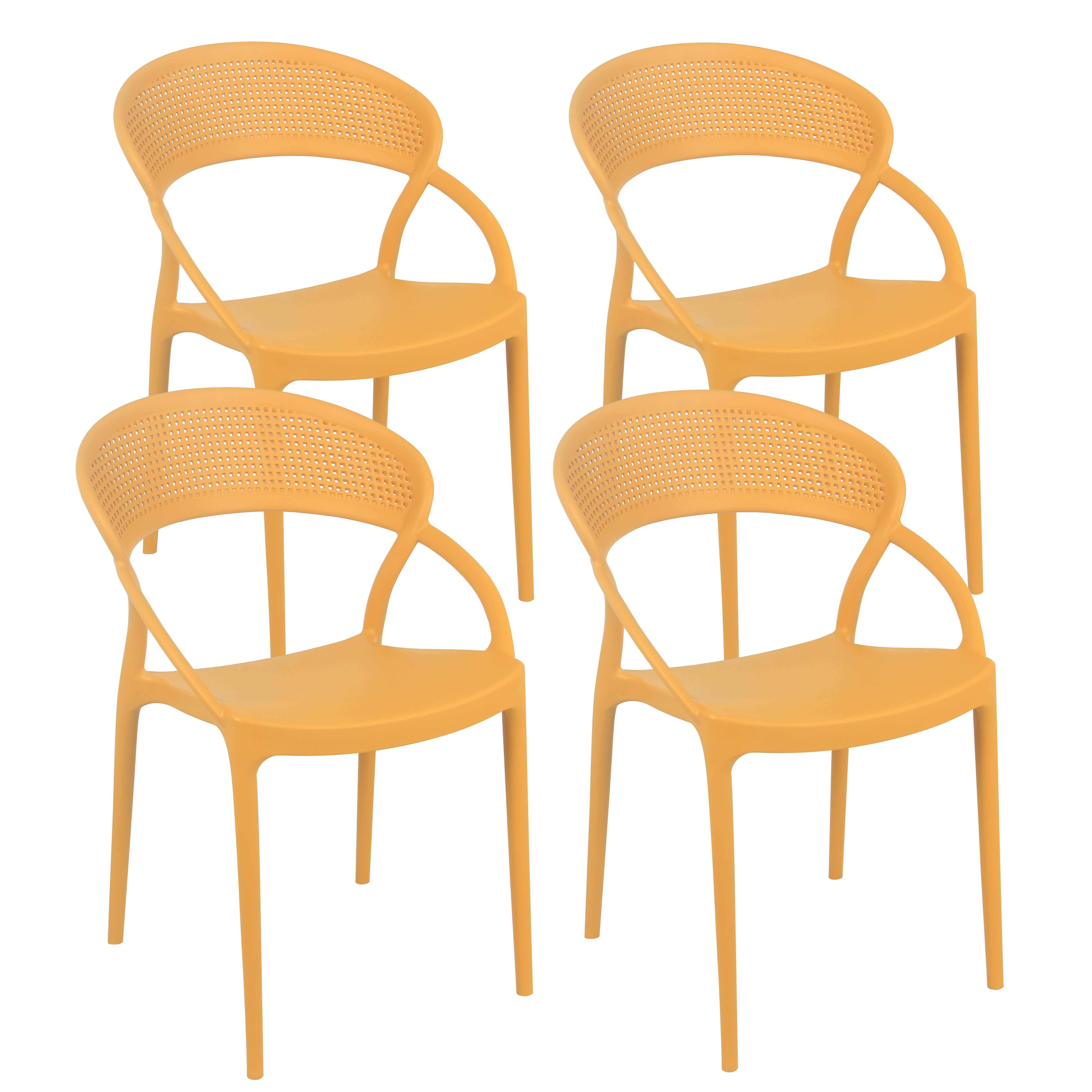Oviala - Lot de 4 chaises de terrasse jaune moutarde Madrid - Oviala - Imagen 1