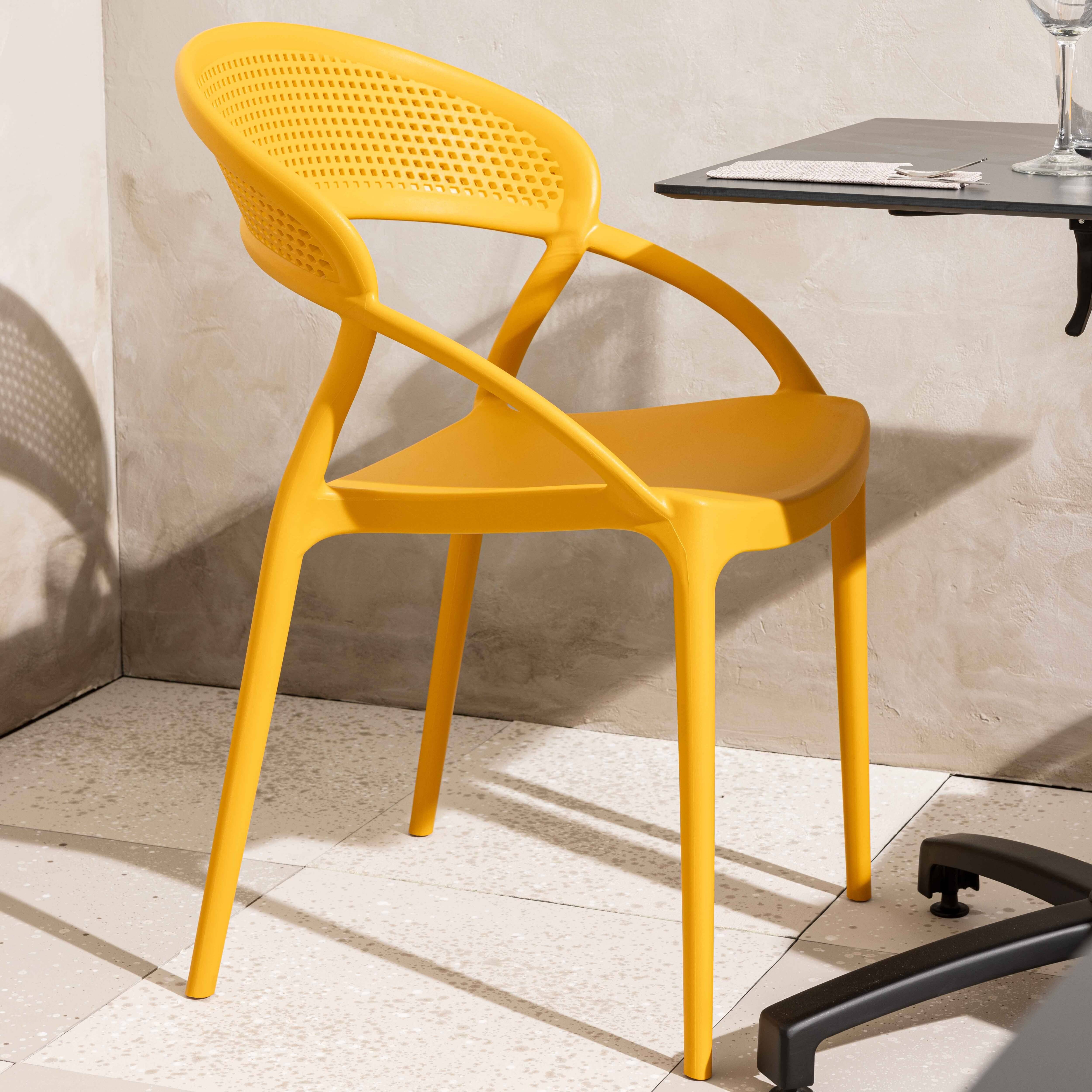 Oviala - Lot de 4 chaises de terrasse jaune moutarde Madrid - Oviala - Imagen 5