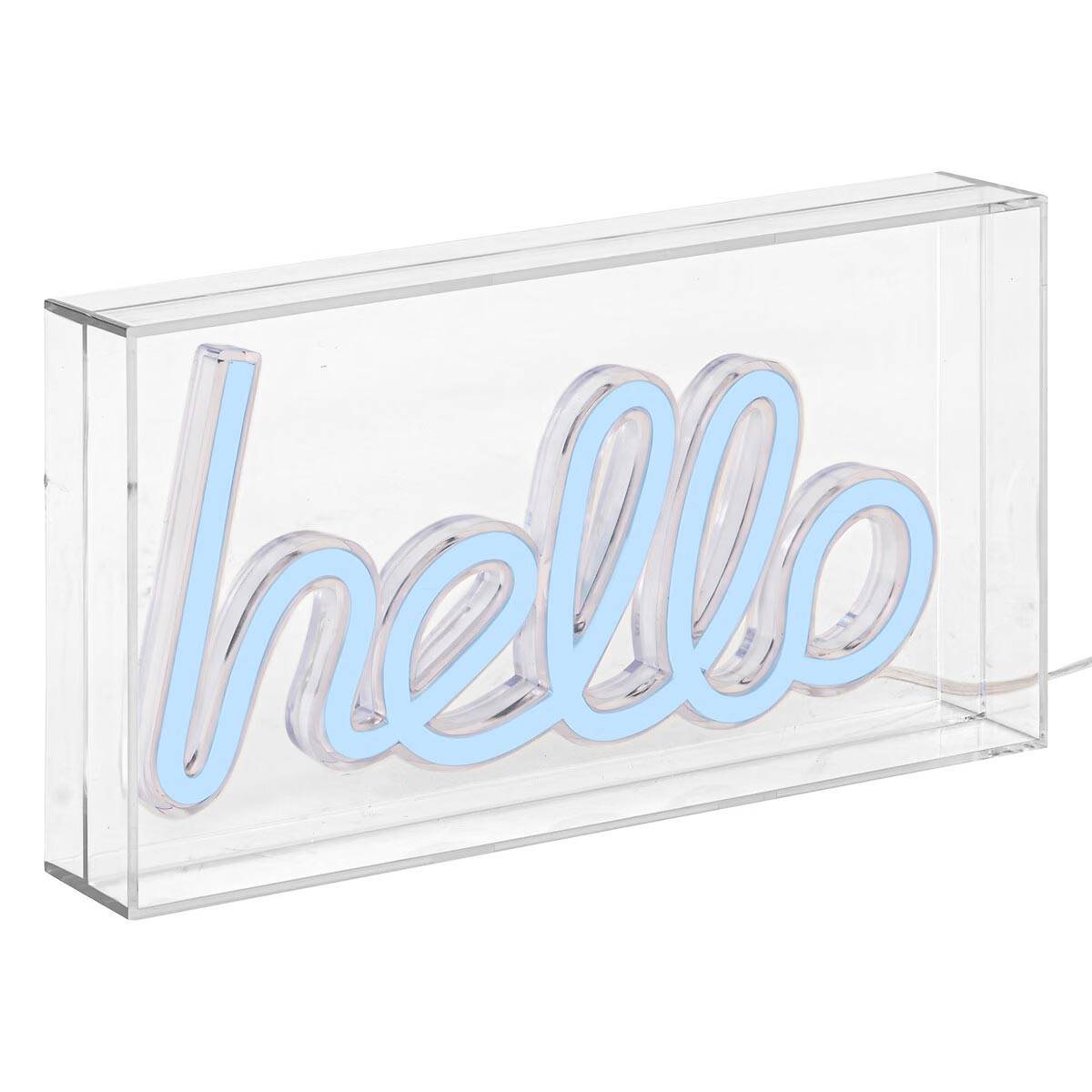 Lampe Néon LED à Poser "Hello" 23cm Bleu - Image 1