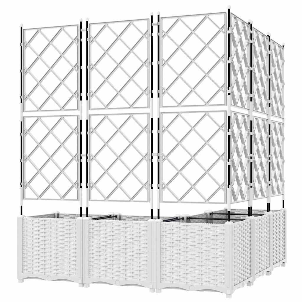 Cache-pot de jardin 5 pcs | Bac à fleurs Blanc 120 x 120 x 143 cm Acier - Image 6
