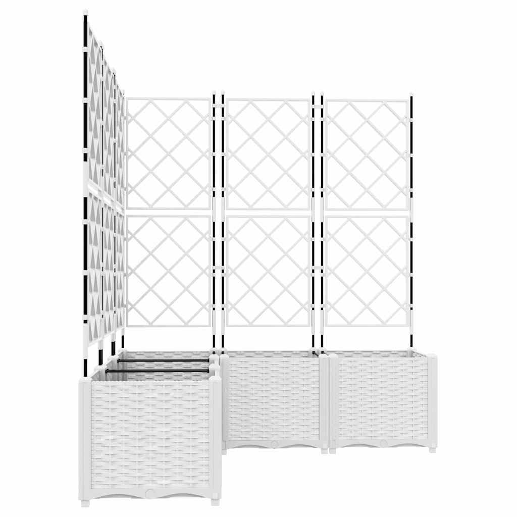 Cache-pot de jardin 5 pcs | Bac à fleurs Blanc 120 x 120 x 143 cm Acier - Image 5
