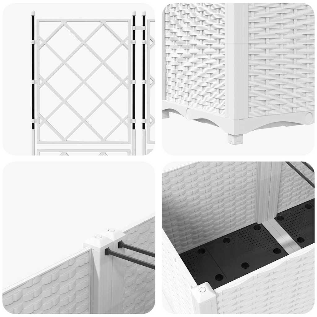 Cache-pot de jardin 5 pcs | Bac à fleurs Blanc 120 x 120 x 143 cm Acier - Image 7