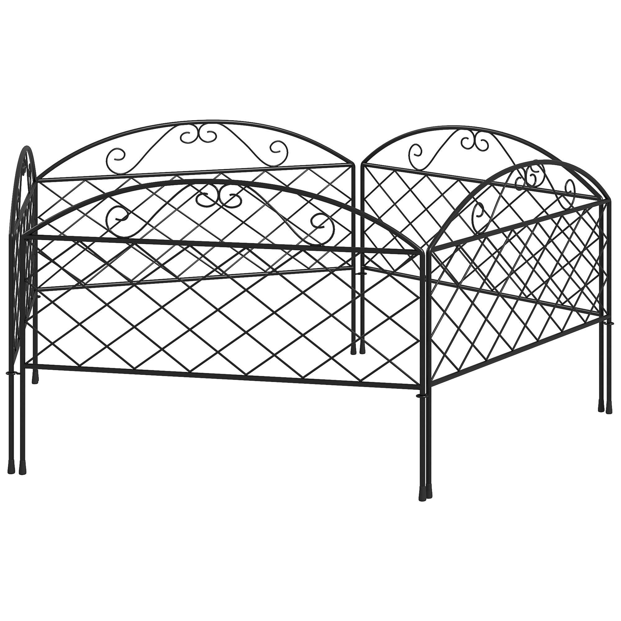 Lot de 5 panneaux de clôture de jardin décoratives en métal, bordure de jardin, parterre de fleurs - dim. 305 x 43 cm - Image 2