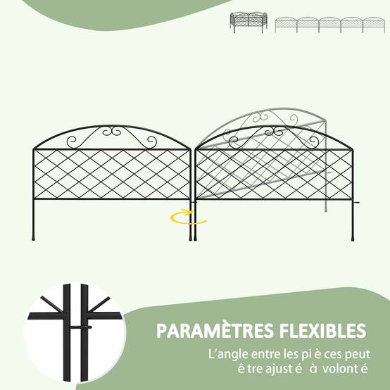 Lot de 5 panneaux de clôture de jardin décoratives en métal, bordure de jardin, parterre de fleurs - dim. 305 x 43 cm - Image 7