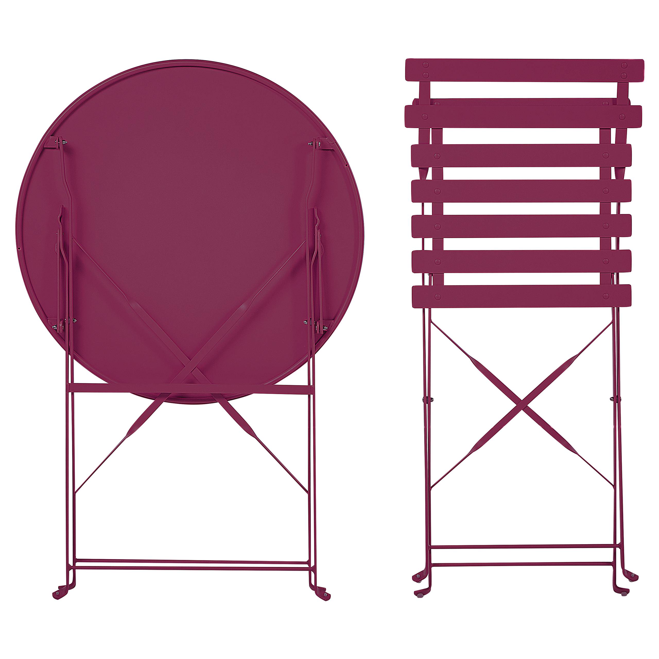 Beliani - Set de bistrot, 2 Personnes Acier Rouge Bordeaux FIORI - Beliani - Imagen 7
