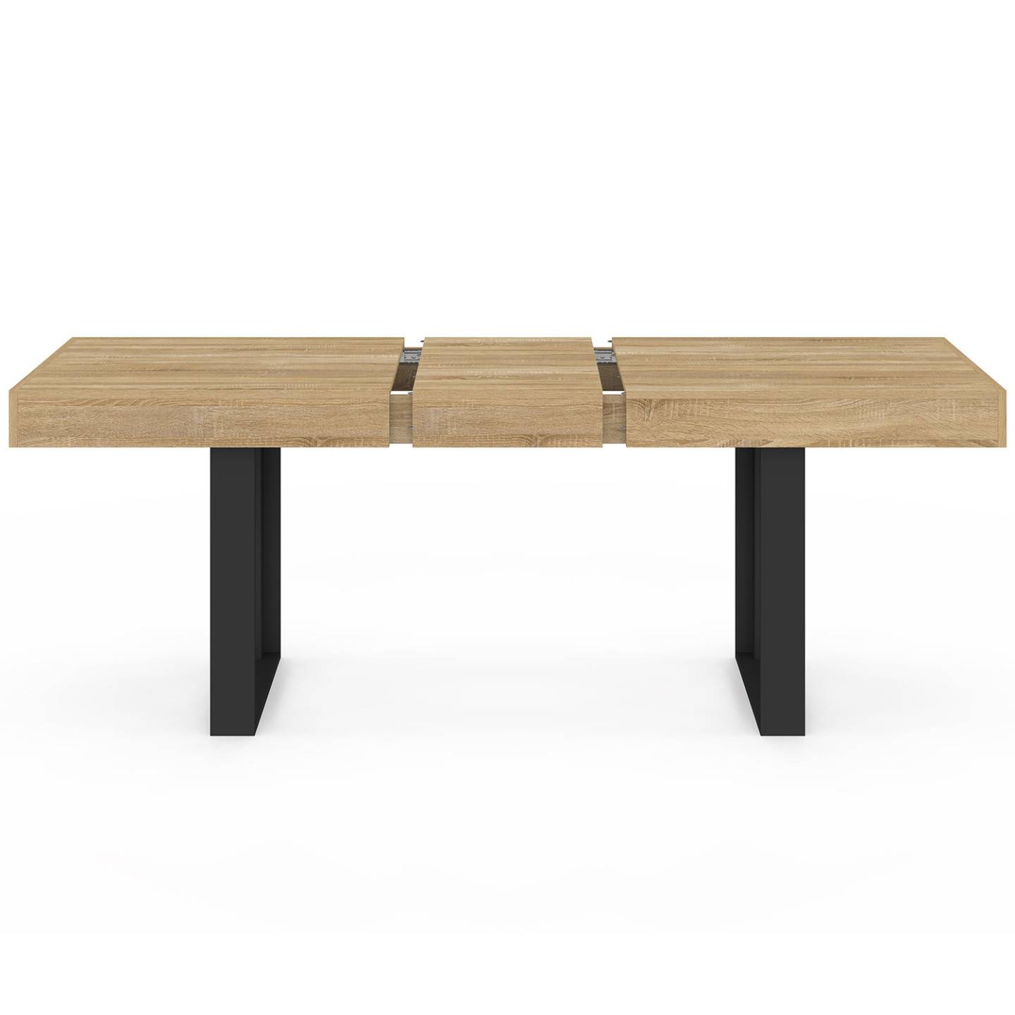 Table à manger extensible rectangle PHOENIX 4-8 personnes bois et noir 160-200 cm - Image 3