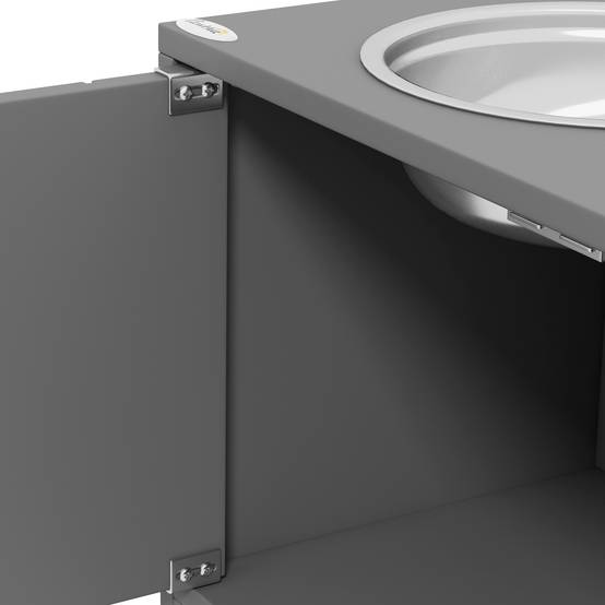 ComfortXL - Station repas chien surélevée MDF gris 60 x 30 x 35,5 cm 2 gamelles inox rangement 44 L portes magnétiques - Image 9