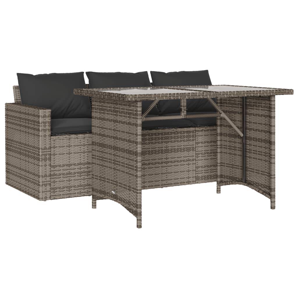 Maison Chic - Ensemble de 2 pcs table de jardin et chaises avec coussins - mobilier de jardin gris rotin-JU2780 - Image 1