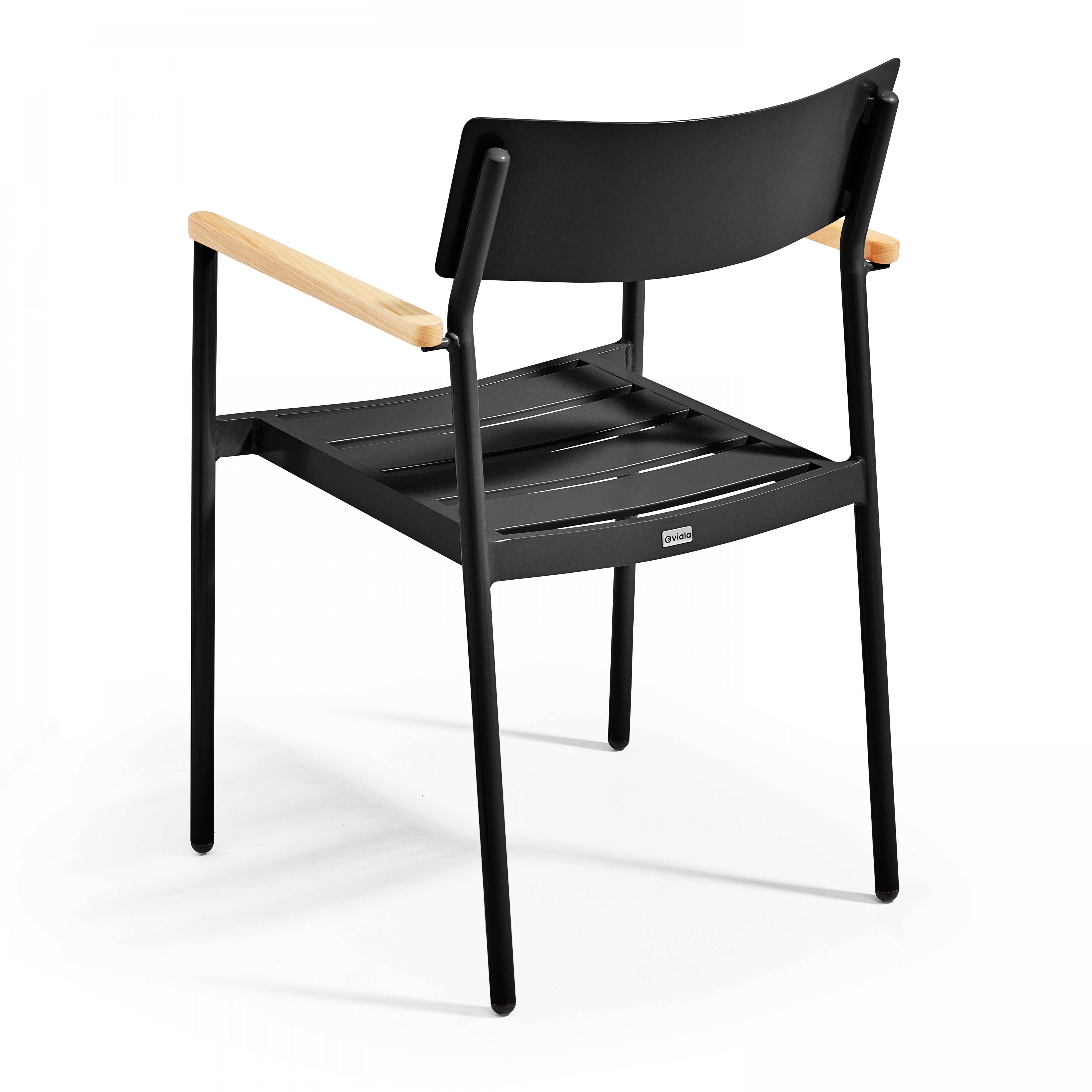 Oviala - Ensemble table de jardin et 2 fauteuils en aluminium/bois noir Bristol - Oviala - Imagen 6