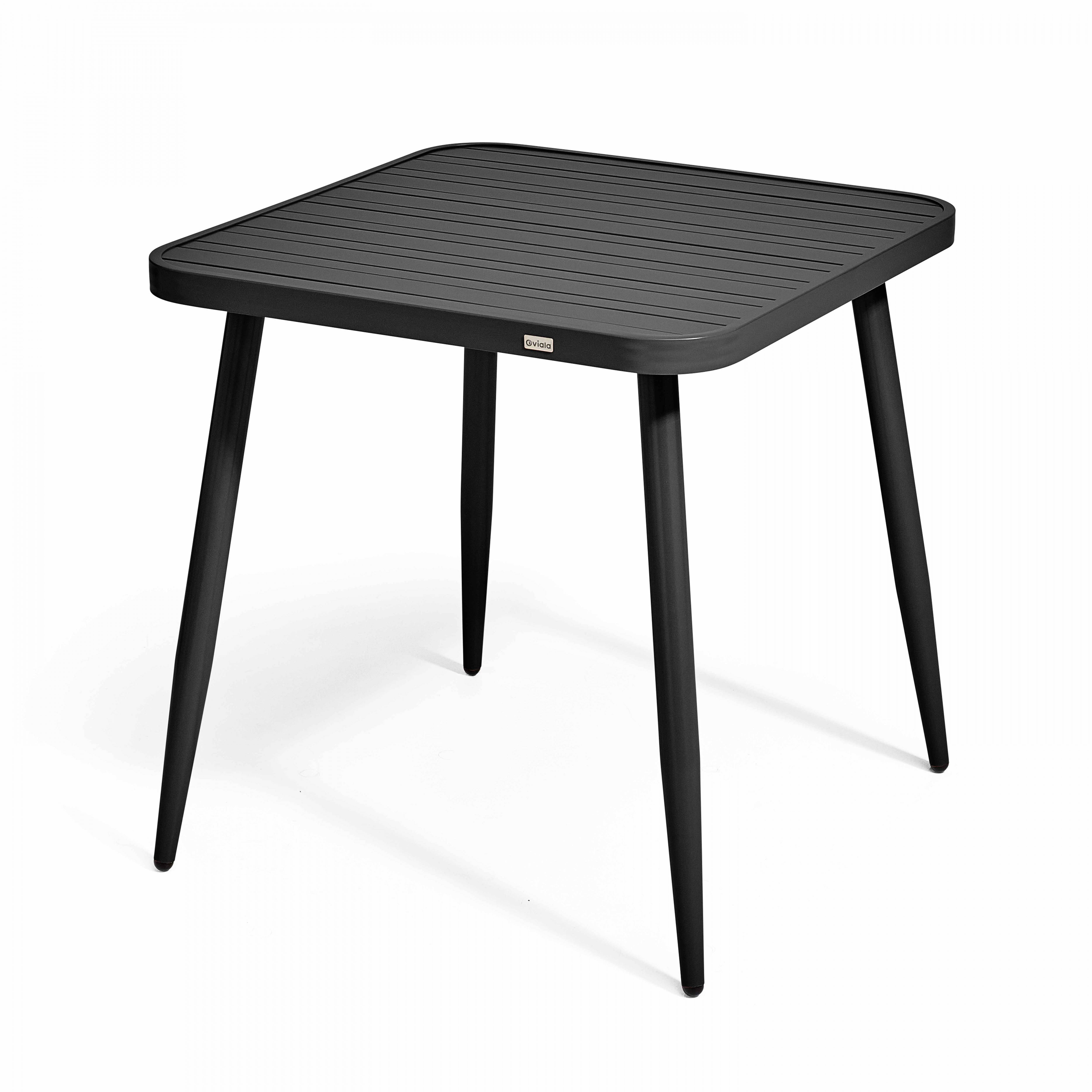 Oviala - Ensemble table de jardin et 2 fauteuils en aluminium/bois noir Bristol - Oviala - Imagen 2