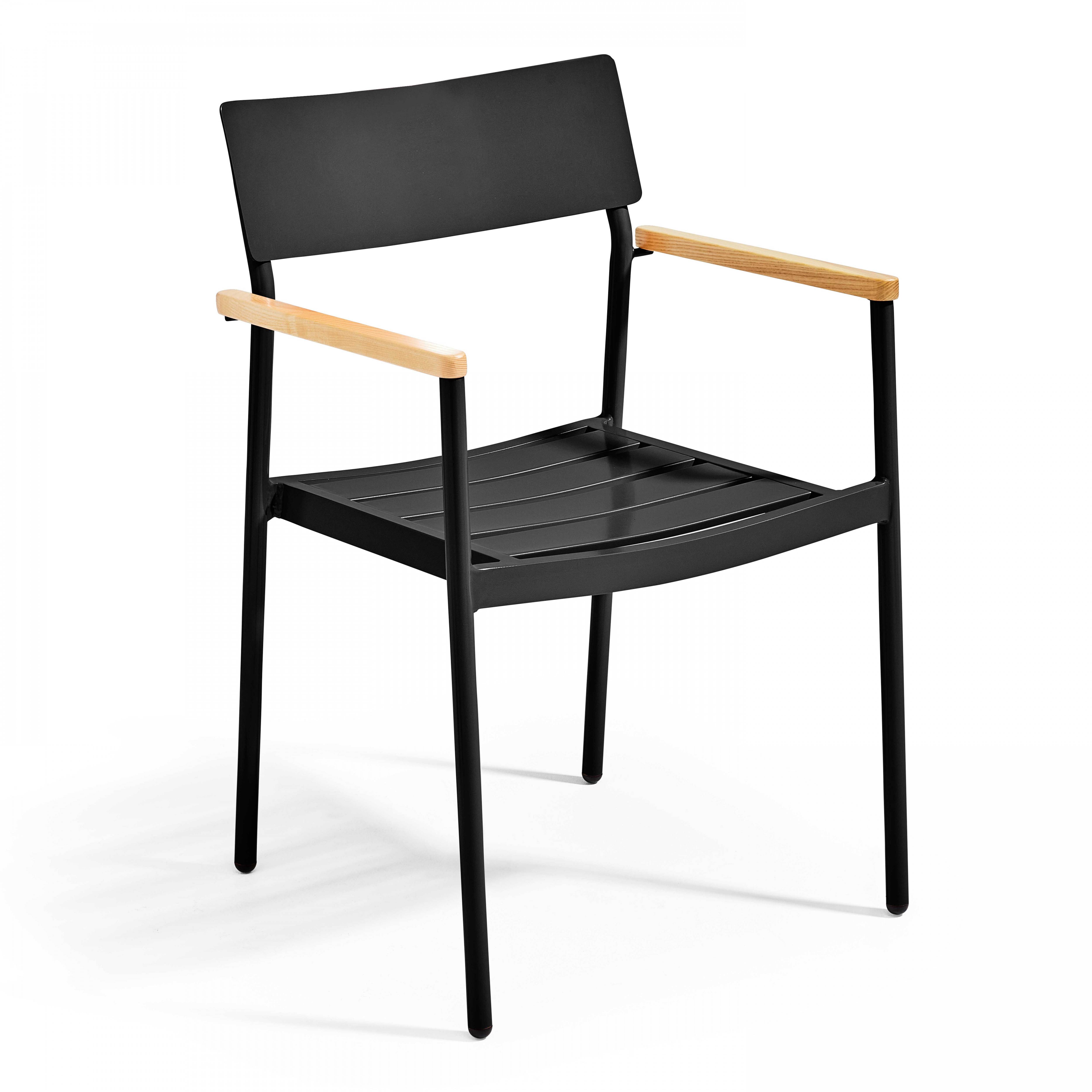 Oviala - Ensemble table de jardin et 2 fauteuils en aluminium/bois noir Bristol - Oviala - Imagen 5