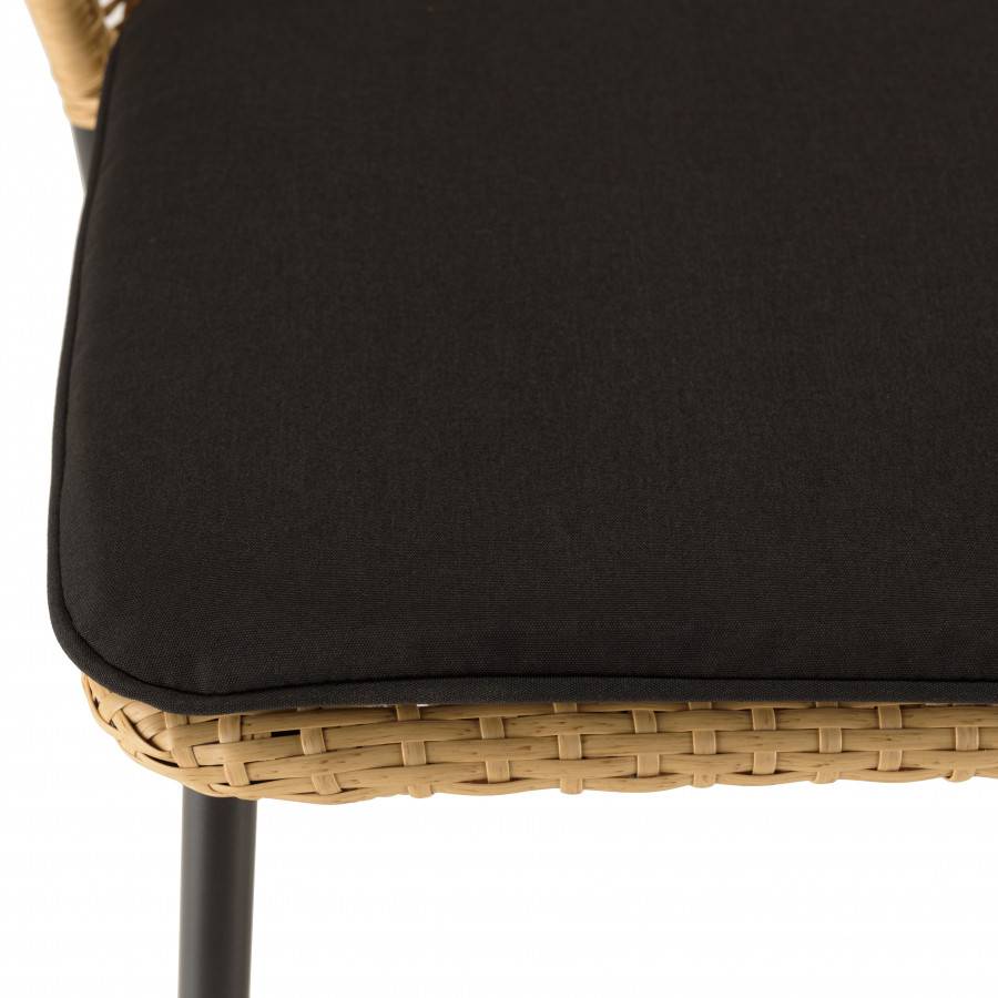 Macabane - MALO - SALON DE JARDIN 4 PERS. - 1 Table ronde 120x120cm et 4 chaises beiges et noires - Imagen 10