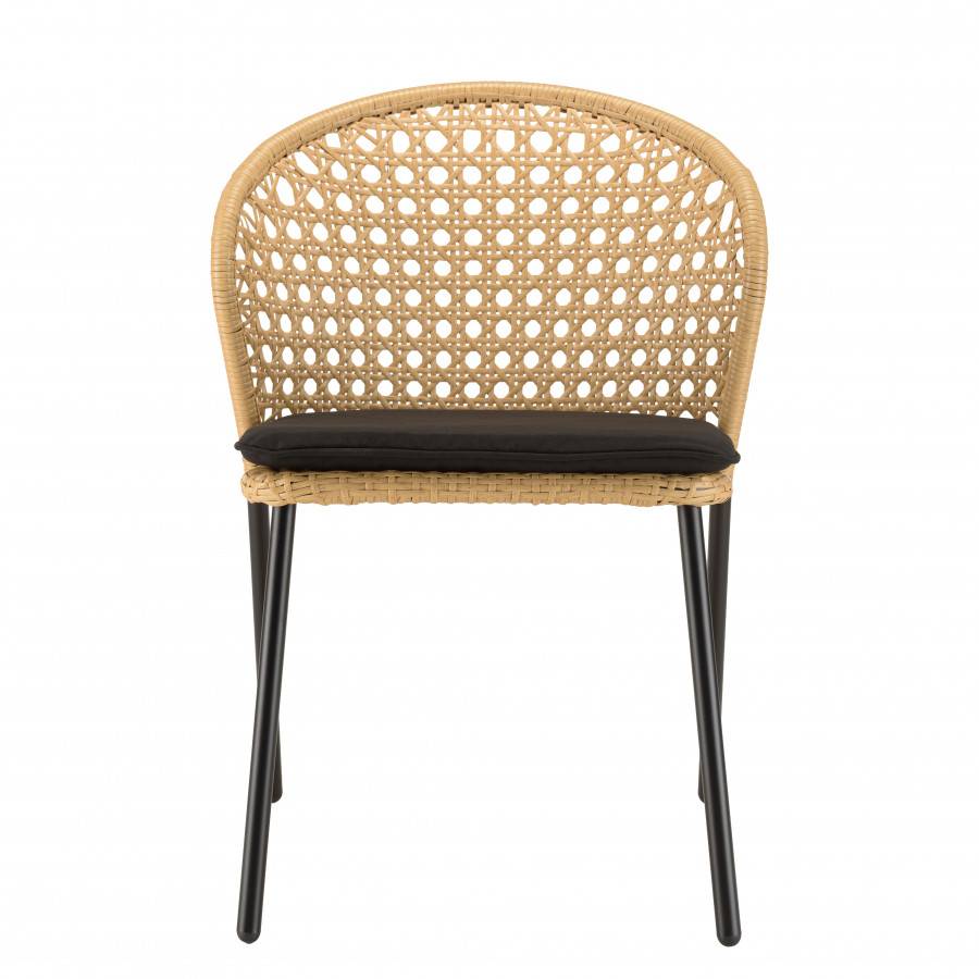 Macabane - MALO - SALON DE JARDIN 4 PERS. - 1 Table ronde 120x120cm et 4 chaises beiges et noires - Imagen 7