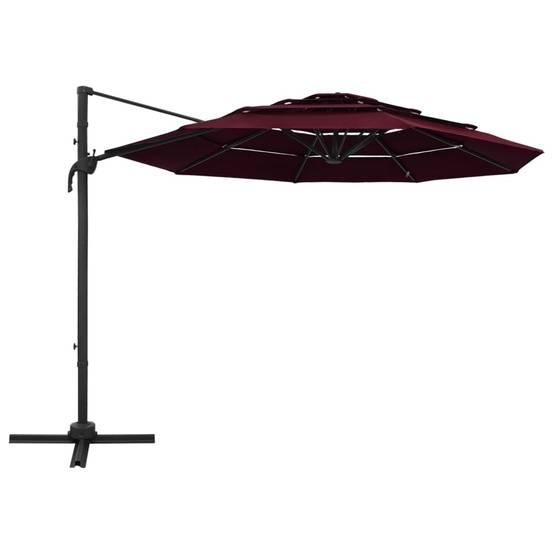 Helloshop26 - Parasol à 4 niveaux avec mât en aluminium 3 x 3 m bordeaux - Imagen 2