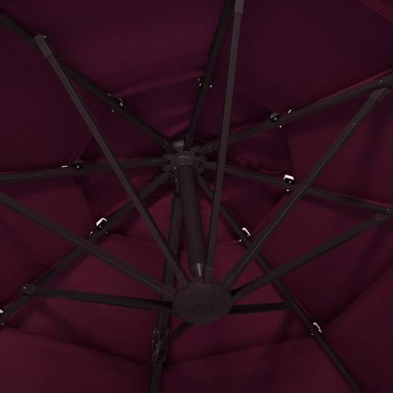Helloshop26 - Parasol à 4 niveaux avec mât en aluminium 3 x 3 m bordeaux - Imagen 6